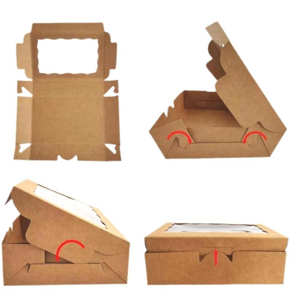 5/10 buc Cutii de Hârtie Kraft pentru Tort Dreptunghiulare, pentru Patiserie, Cofetărie, Brioșe, Decor de Petrecere