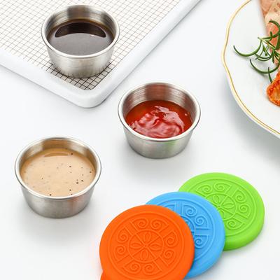 1 takım 40ml sos kabı silikon kapaklı iyi sızdırmazlık sızdırmaz açık piknik taşınabilir salata sosu kabı günlük kullanım