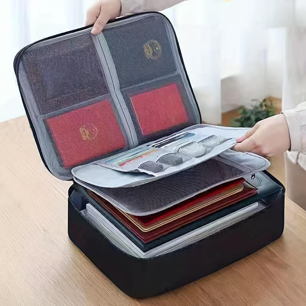 1 File Storage Bag with Handle, Multi-layer Large-capacity Storage Bag, Family Passport File Storage, for Travel and Family