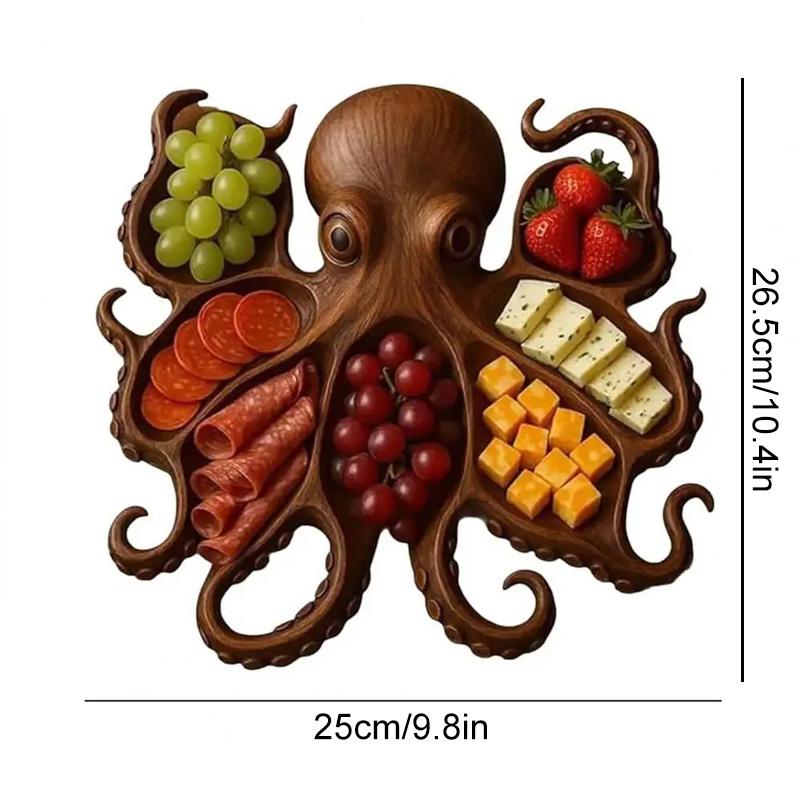 1Pc Wood Furnishings Snacks Personalized Cooked Food Platter Fun Fruit Home Decorative Octopus Shape Kitchen