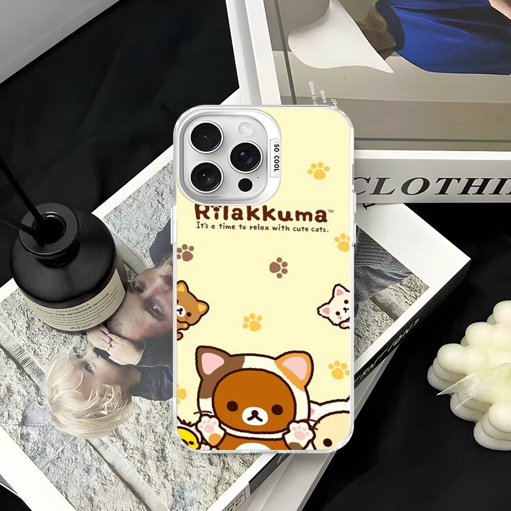 Rilakkuma Relaxed Bear Phone Cover For IPhone 16 15 14 13 12 11 17 Pro Max Plus Color Silver Shell