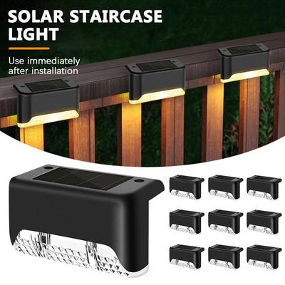 Warm White LED Solar Staircase Light Step Light Outdoor Courtyard Waterproof Lamp Balcony Fence Channel Garden Decor Path Light