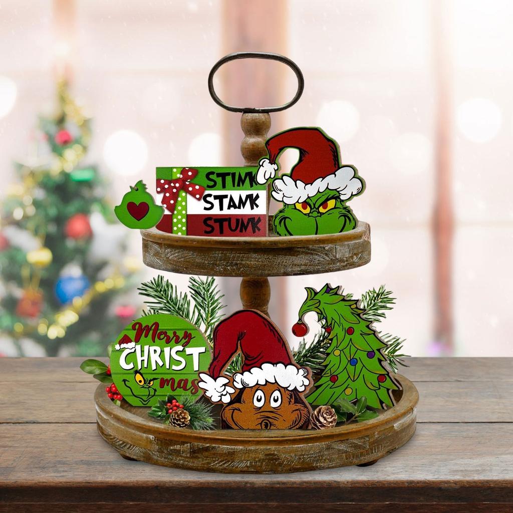Christmas-themed Christmas Ornaments; Tray Decorations - Wooden Christmas Ornaments 6pcs; The Perfect Christmas Tradition!