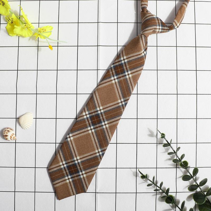 Jk Small Tie Female College Style Lazy Japanese Plaid Uniform Shirt Tie Student Ins Men'S And Women'S Short Styles Free Of Charge