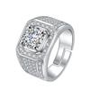 Large Men's Domineering Ring: 925 Sterling Silver, Copper, White Gold-Plated, One Carat Diamond Ring.
