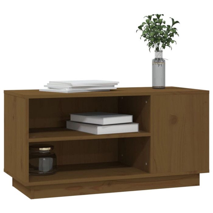 814407 vidaXL Meuble TV Marron miel 80x35x40,5 cm Bois de pin massif