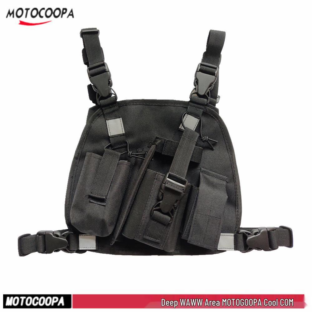 Black Multifunctional Double Shoulder Walkie-Talkie Chest Bag for Outdoor Sports