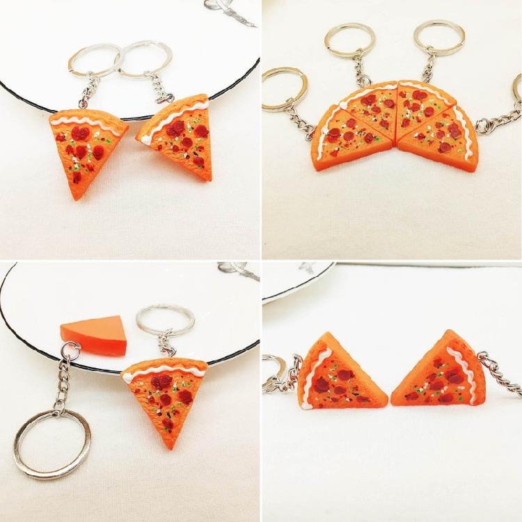 7Pcs Fun Pizza Pendant Necklace/Keychain Accessory for Daily Wear Dates Parties