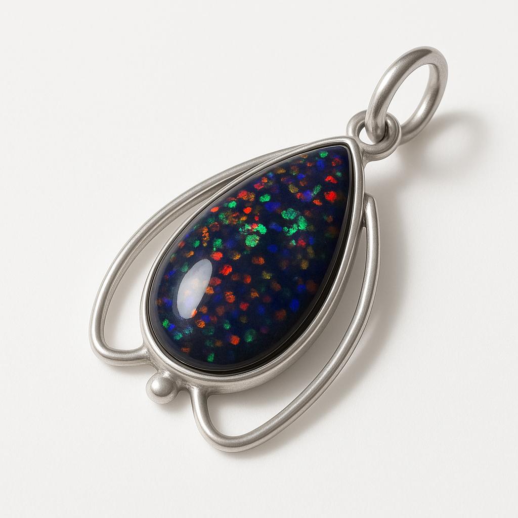 Natural Multi Color Opal Pear Cut Pendant 25.60 Ct Certified 925 Sterling Silver