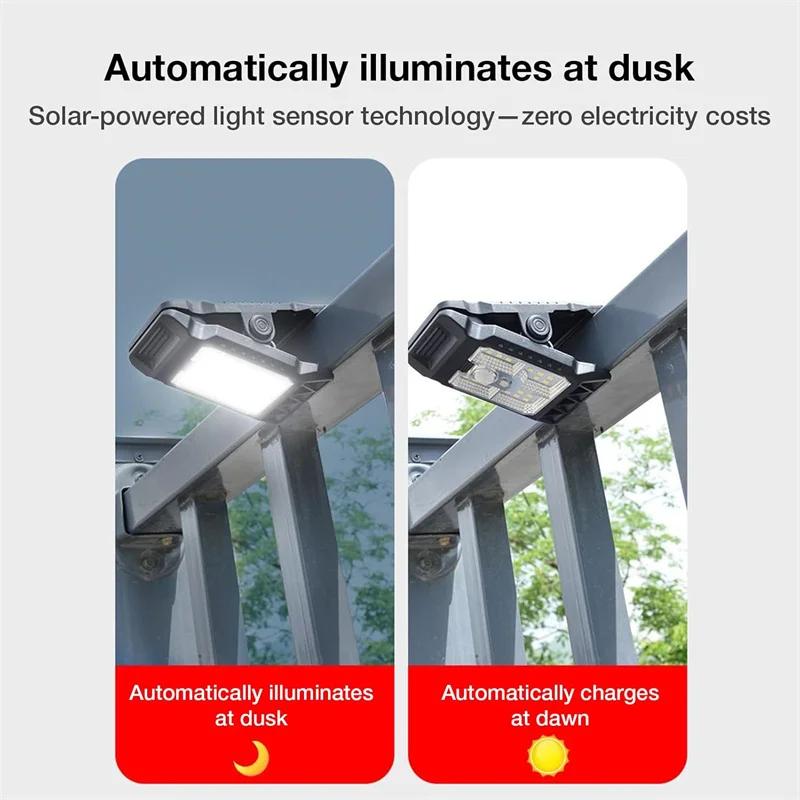 1-6 st LED-klämfästa solcellslampor Utomhus Vattentäta LED-lampor Rörelsesensorlampor 3 lägen 3 monteringssätt Solcellsdriven säkerhetsbelysning för staket Garage
