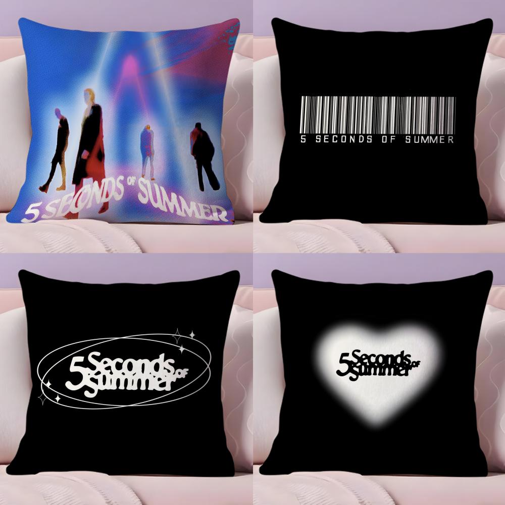 Rock 5 Seconds Of Summer Band Cushion Cover Plush Fabric Soft Double-Sided Printed Sofa Pillow Case Colorfast Home Decor Gift