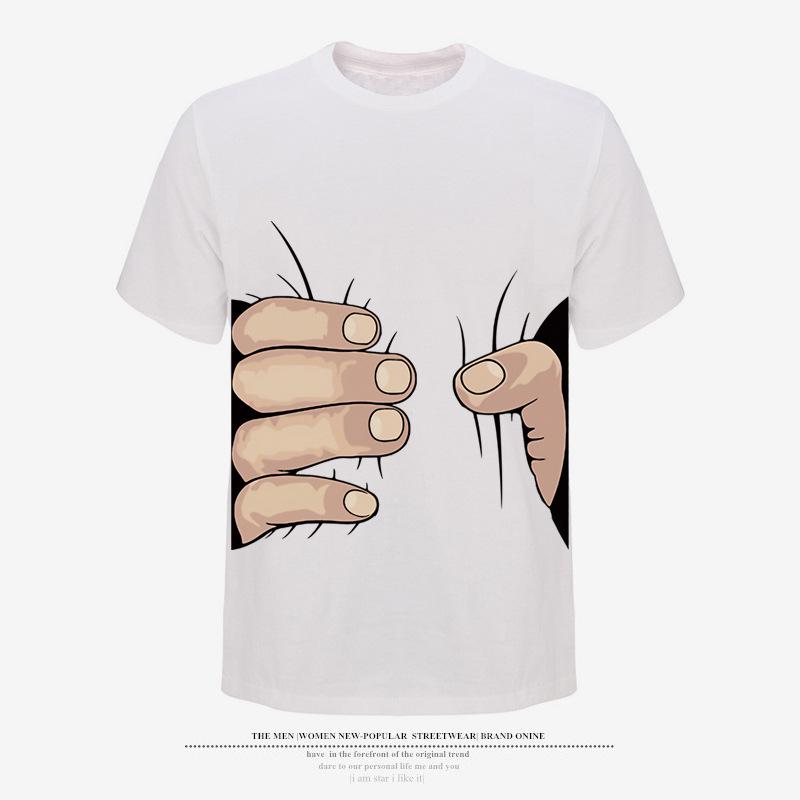 Cartoon Handgriff 3D-gedrucktes Kurzarm-T-Shirt Mock T-Shirt Herren-T-Shirt