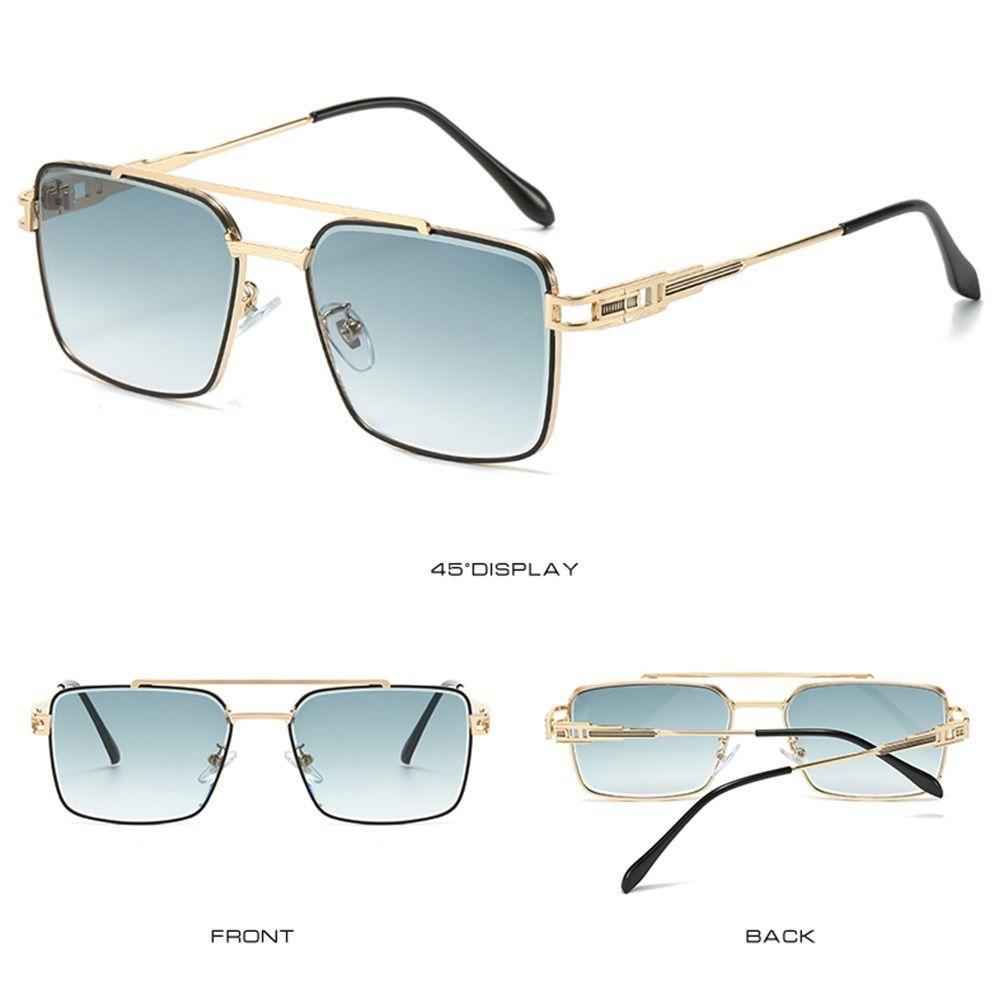 Vintage Double Bridge Cut-Edge Sunglasses UV Protection Luxury Metal Shades Gradient Lens Sun Glasses for Men and Women