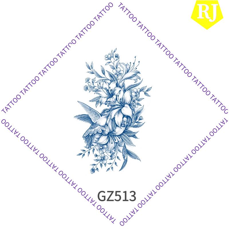 Herbal Waterproof Semi-Permanent Tattoo Stickers - No Reflection, Live Broadcast Friendly 110x180mm