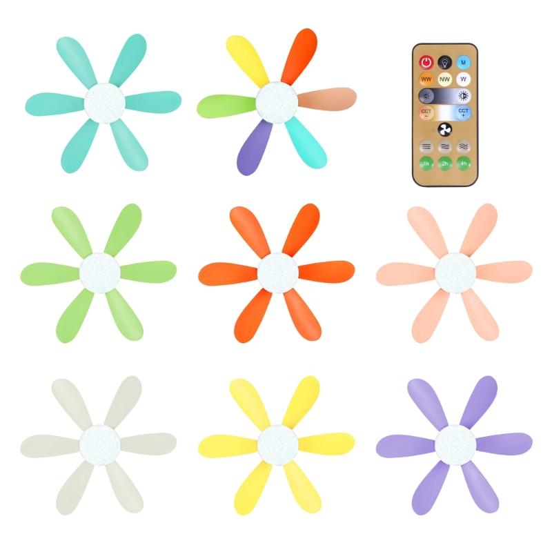 Flush Mount Ceiling Fan with Lights Remote Control, 16.5 Inch,6Blades,Dimmable Ceiling Lamp Bulb Cooling Fan 3 Modes