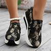 Spring and Autumn New Embroidered Mesh Single Shoes Slope Heel Thick Sole Foot Casual Shoes Foreign Trade Large Size Mesh Breathable Casual Shoes