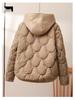 Women's Short Hooded Down Cotton Knit Jacket - Winter Korean Style Padded Coat