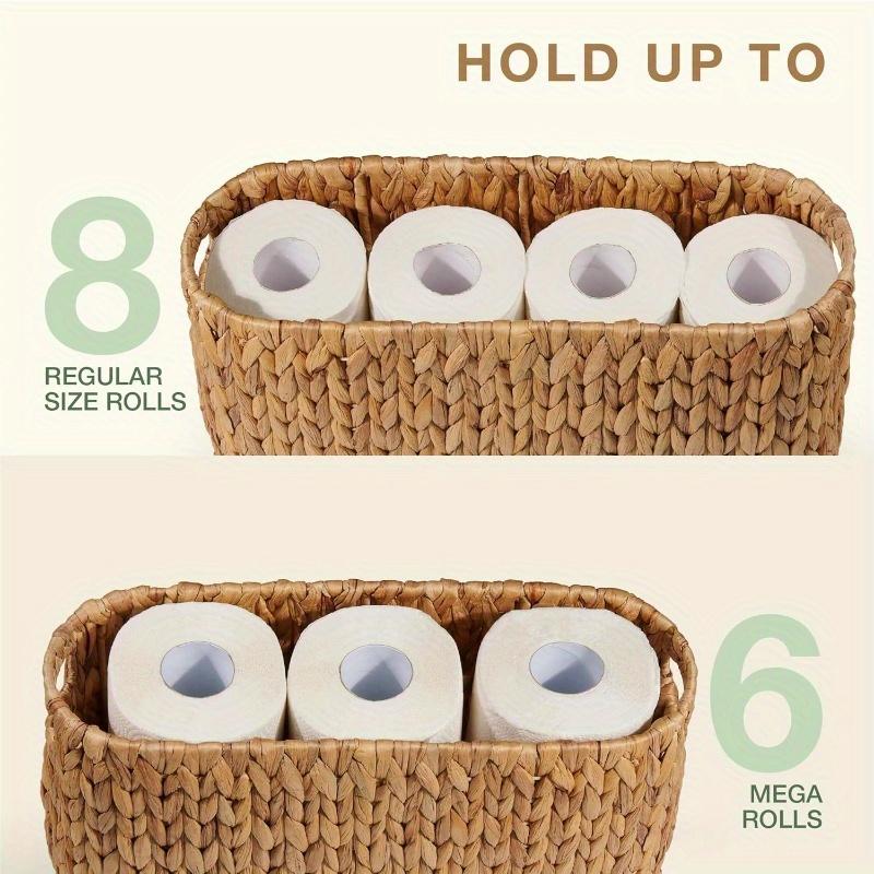 Toilet Paper Storage Basket, Toilet Paper Holder with Storage Coastal Bathroom Decor, Rattan Bathroom Accessories