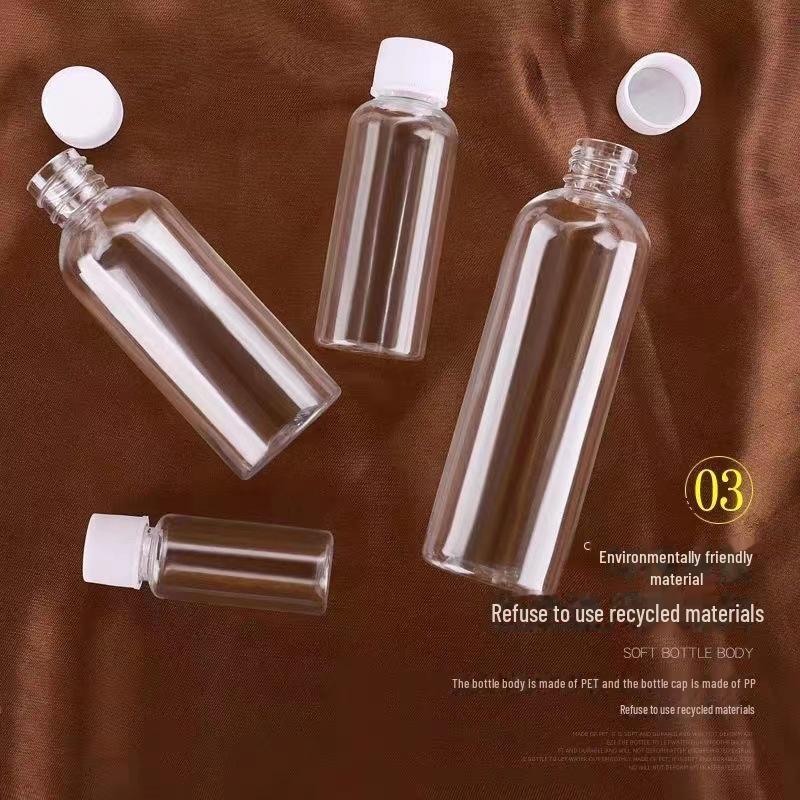 Transparent Plastic Bottle with Lid - Empty Small Trial Pack for Alcohol or Honey - Large Mouth Capsule Bottle