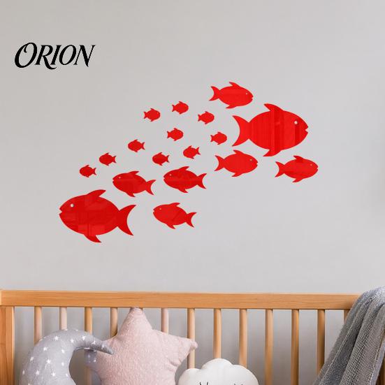 Marine Life Home Decor Fish Mirror Wall Stickers, Self Adhesive Ocean Decals, Removable Stickers 3D Art for Living Room Bedroom Bathroom Tile