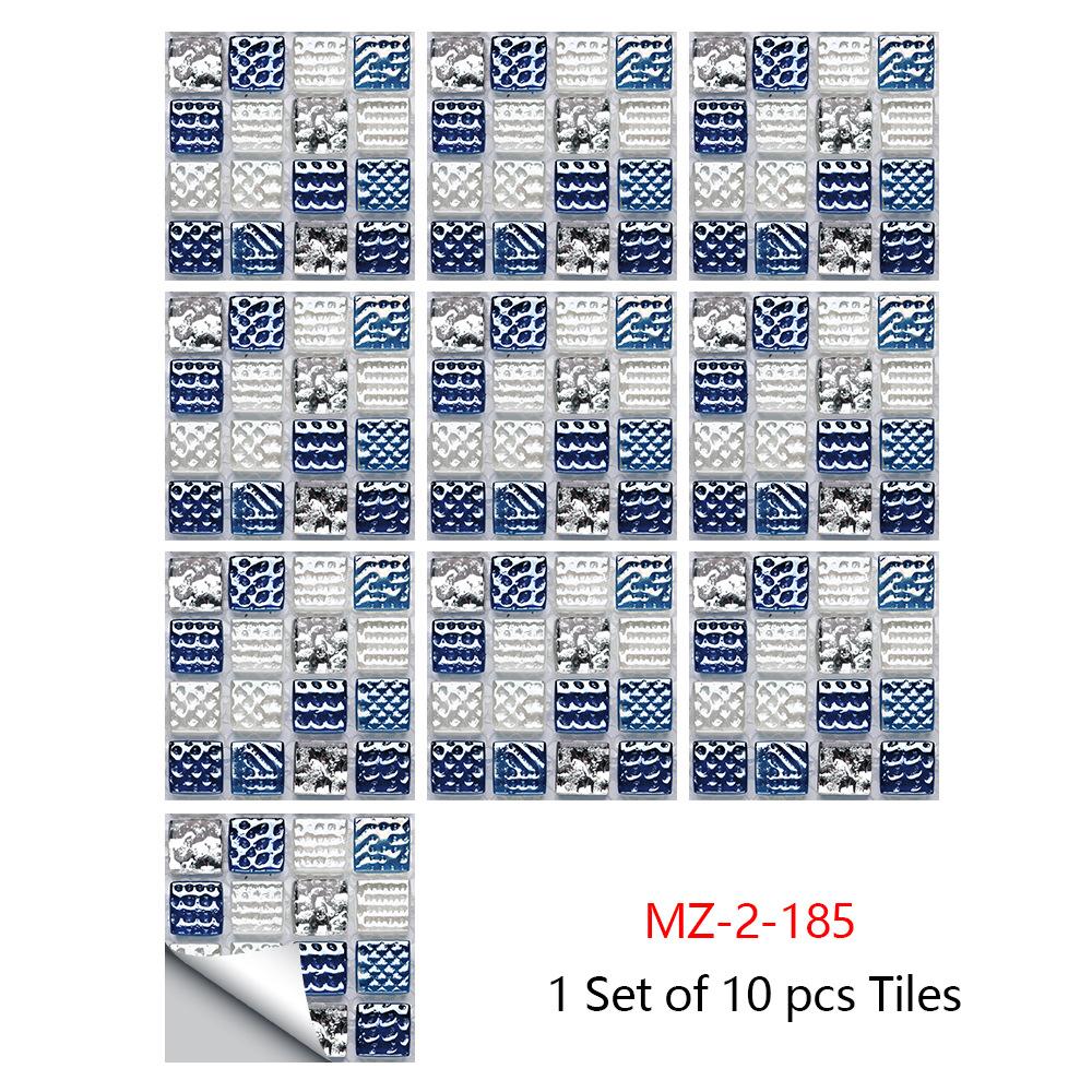 10Pcs 10 X10cm DIY  Mosaic Marble Wall Stickers Imitation Brick Bedroom Decoration Waterproof Self Adhesive Tile Wallpaper Kitchen Cupboard Decor