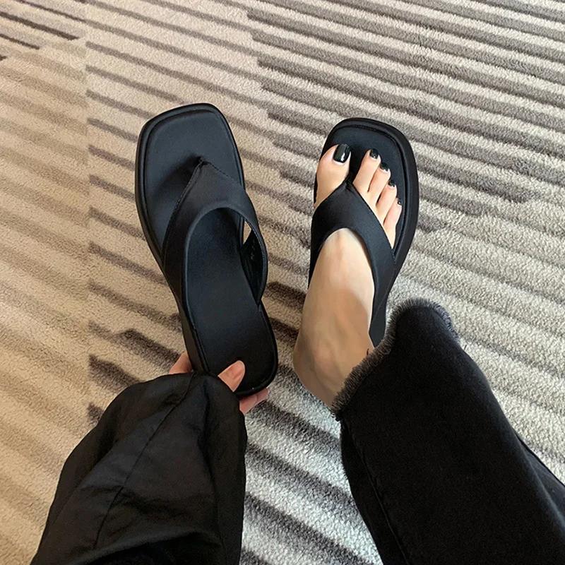 Street Style Summer Flip Flop Platform Heel Women Slippers Outdoor Dress Ladies Height Increase Slides Shoes