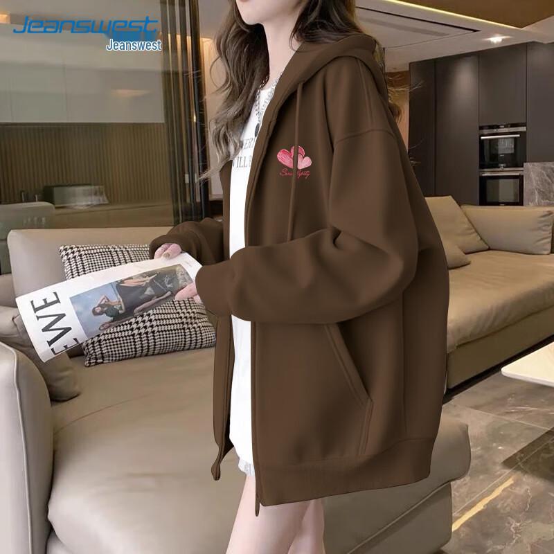 JEANSWEST Women's Oil Painting Heart Zip-Up Hoodie