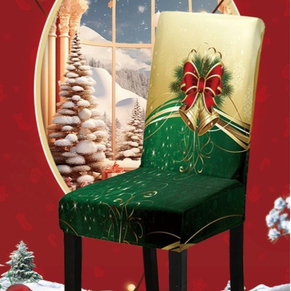 Christmas Dining Chair Cover Elastic Spandex Santa Claus Pattern Chair Slipcovers Cartoon Home Decoration Chair Covers