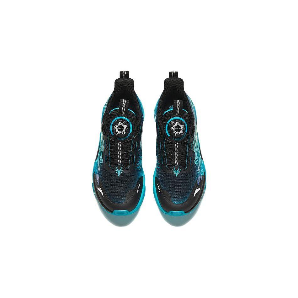 Anta Childrens Red Flame Non-Slip Shock Absorbing Wear-Resistant Low-Top Running Shoes Kids Running Shoes Black Blue 312415511H-6