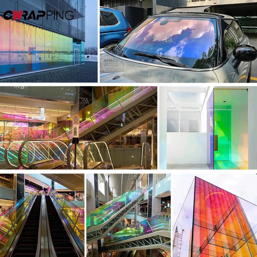 Car Holographic Color Window Stickers Waterproof Self-adhesive Decorative Vinyl Film Personalized Color Change Accessories