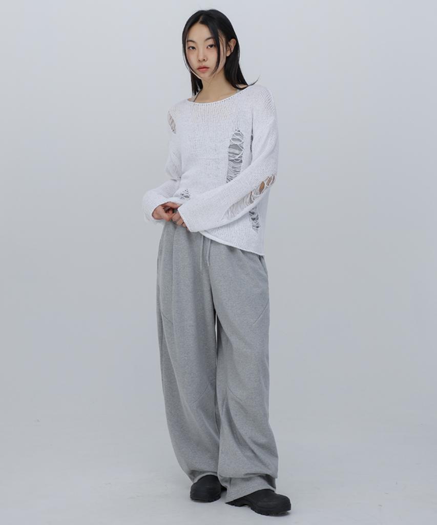 CHICKS Back Logo Embroidered Balloon Pants Melange