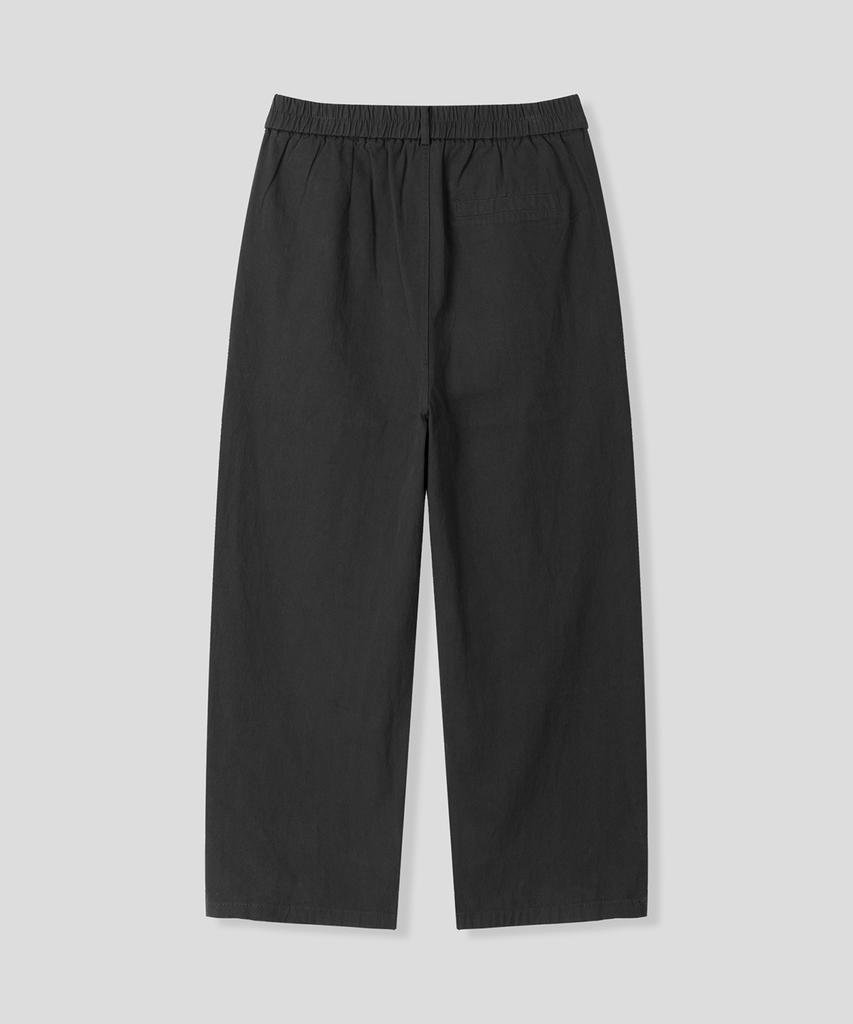 BLACK MOMENT Comfort Wide Cotton Elastic Waist Pants [Black]