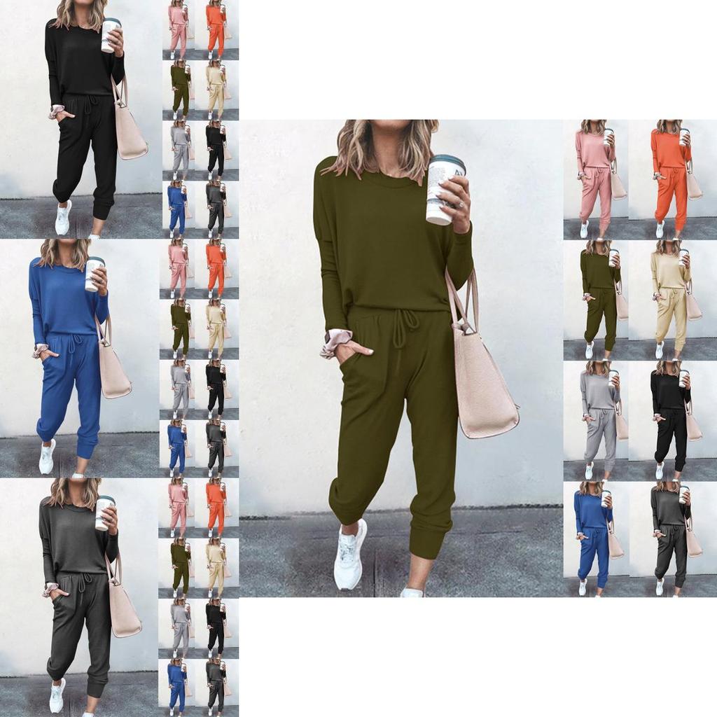 Women Tracksuit Set With Solid Color Hoodie And Pants Comfortable Loungewear For Daily Use