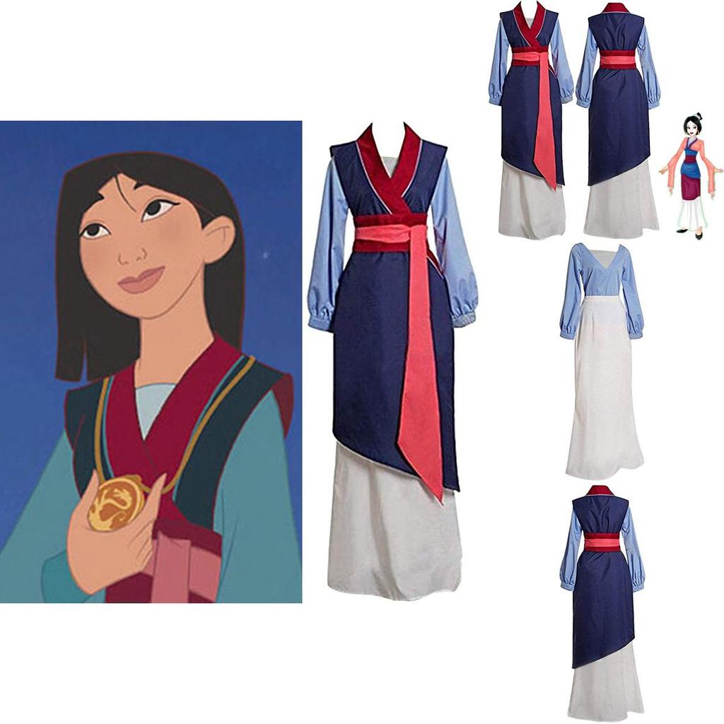 Elegant Mulan Traditional Kimono Dress Full Set For Halloween Party Cosplay