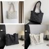 2023 Winter Fashion Rhombus Cotton Shoulder Bag For Women Street Style Large Capacity Embroidery Trendy Tote Bag