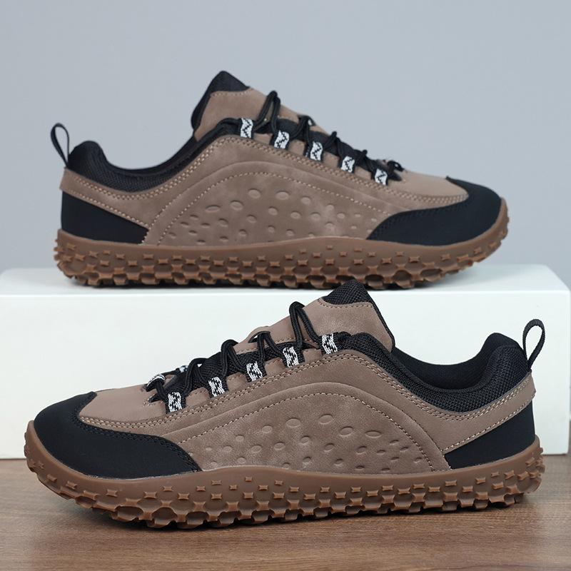Wide head large size leather surface non-slip walking shoes outdoor sports travel casual shoes widened big head wide last shoes men
