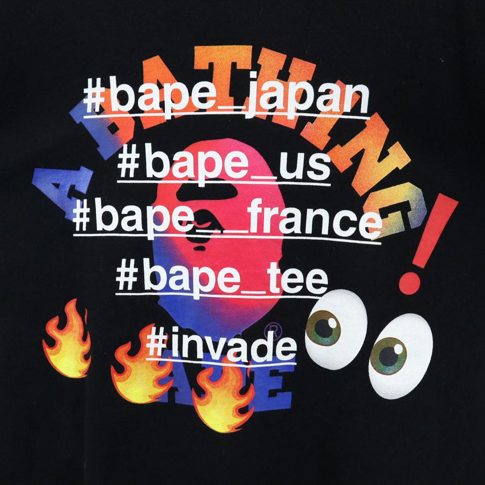 A BATHING APE Back print Long sleeve sweat trainer 2XL black Back brushed Men's Used