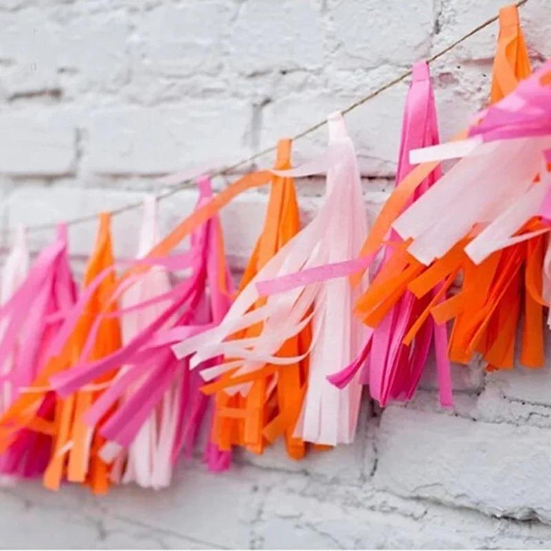 5x Tissue Tassel Garland Paper Banner Party Supplies DIY Kits Wedding Bunting Nursery Decor Baby Shower Party Decoration