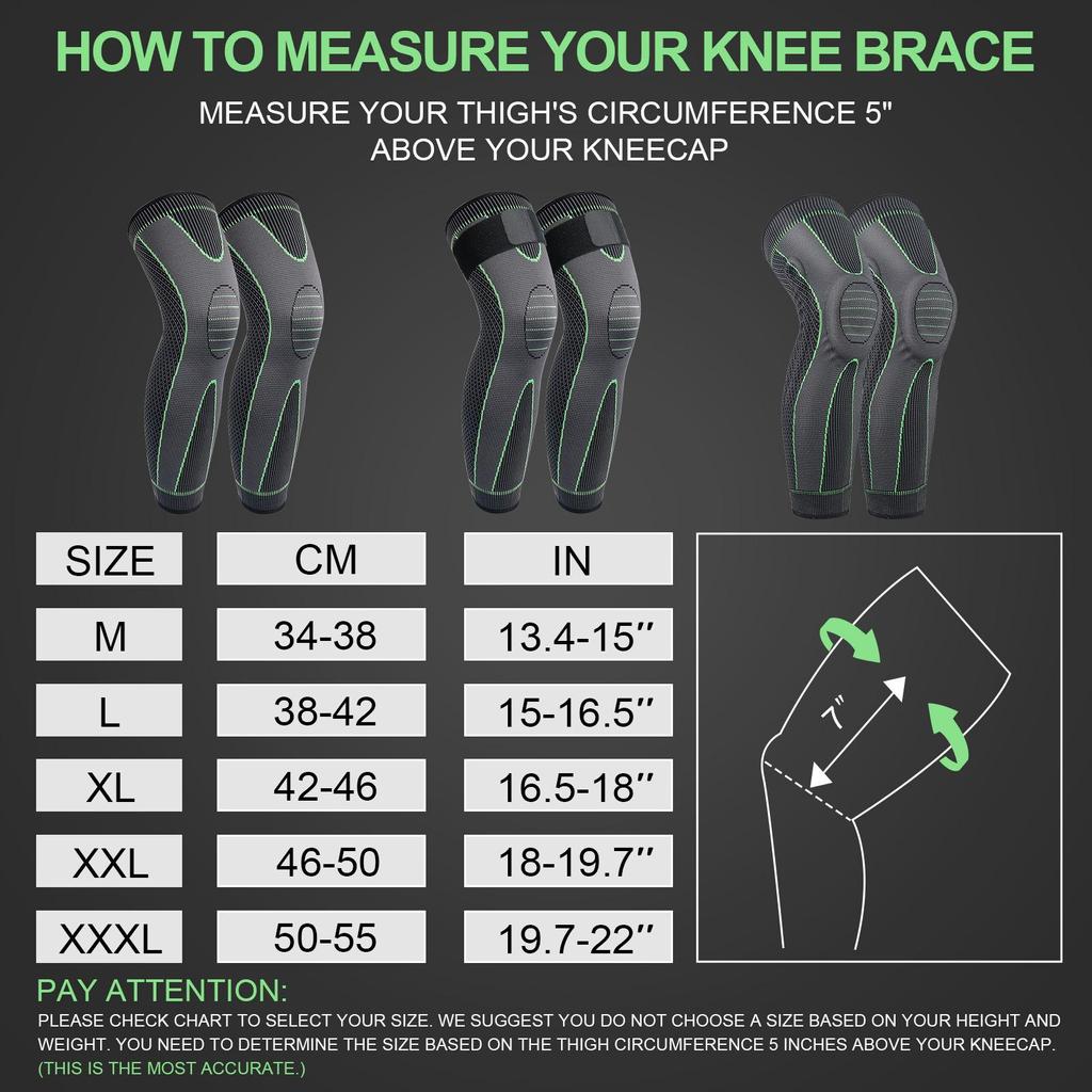 OLIKEI Bandage Compression Knee Sleeve Full Leg Knee Pads Elastic Knee Brace Sports Warm Long Knee Support for Basketball Running Fitness