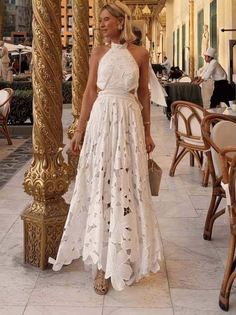 Rochie Sexy Europeană și Americană pentru Femei, cu Dantelă, cu Spatele Gol și Croșetată
