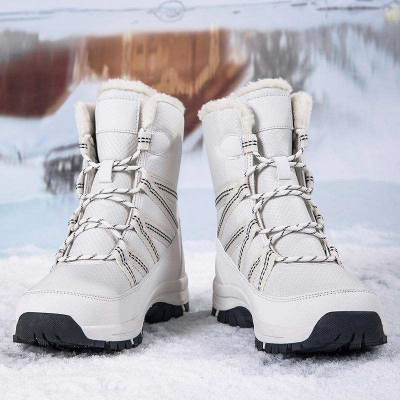 MCTIN Women Boots Winter Outdoor Shoes High-top Hiking Ankle Boots Snow Plush Male Shoes