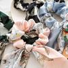 Hair Tie Floral Print Bunny Ear Design Hair Rope High Elasticity No Damage Bun Half-Tied Hairstyles Ponytail Holder Hair Accessory