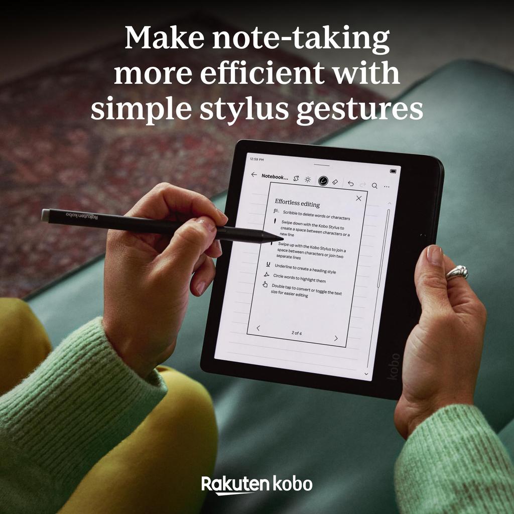 Kobo Stylus 2  White  Markup, Note-Taking, and Highlighting  Rechargeable via USB-C  Compatible with 7-inch Libra Color eReader and Kobo Sage eReader