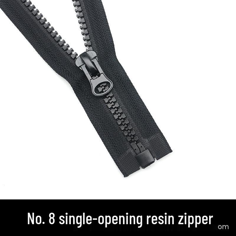 #8 Schwarzer Harz-Reißverschluss, Doppelkopf, 5m für Schlafsäcke & Zelte