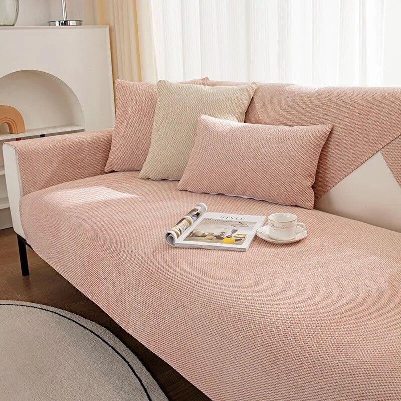 Living Room Cotton Sofa Towel Anti-Pet Scratch Protection Sofa Cover Solid Color Sofa Cushion Cover Universal Non-Slip Cushion