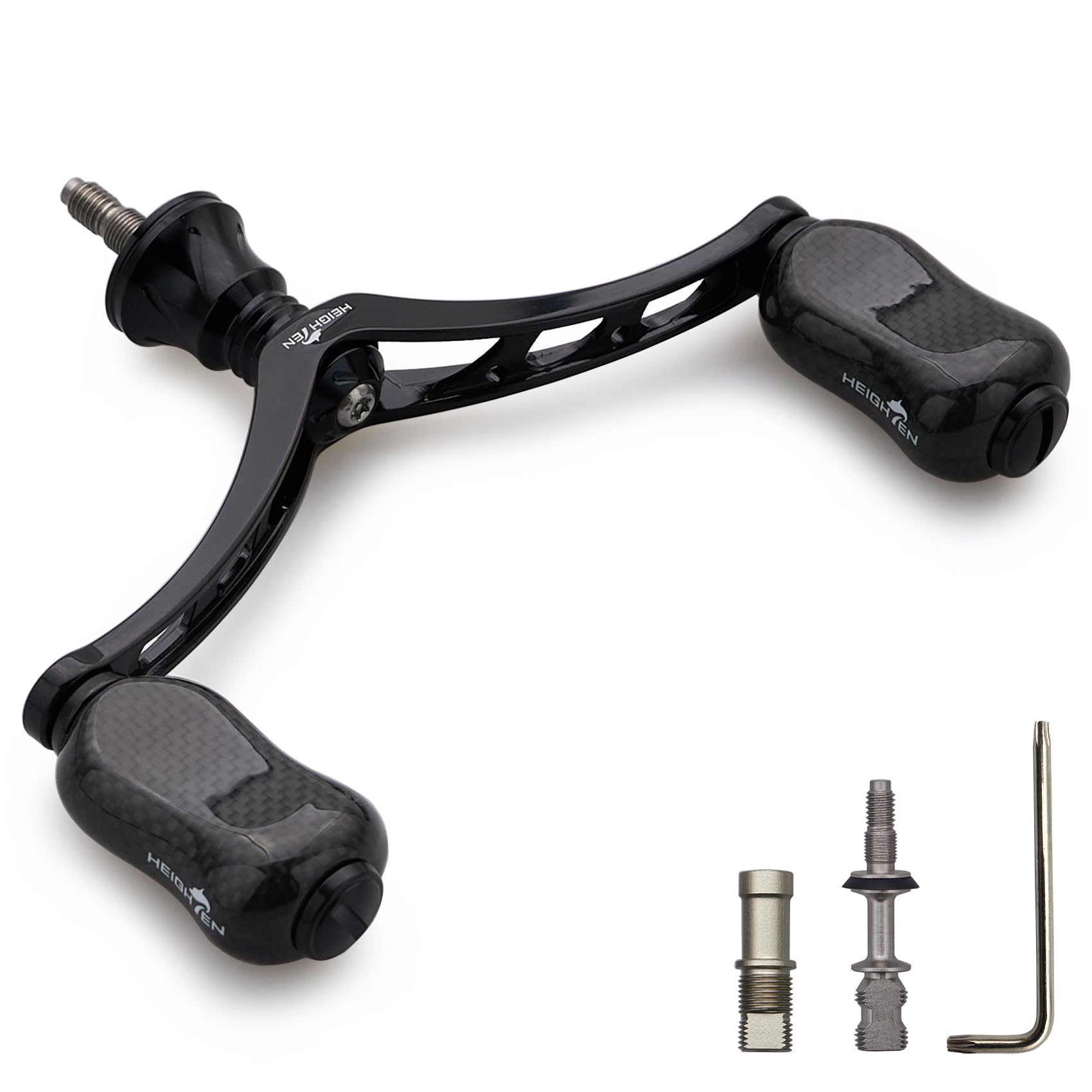 

Рукоятка катушки HEIGHTEN с карбоновой ручкой для катушек Daiwa и универсальных спиннинговых катушек серии Gourd 80 мм/98 мм 20 мм/21 мм Shimano, (черный) (825)