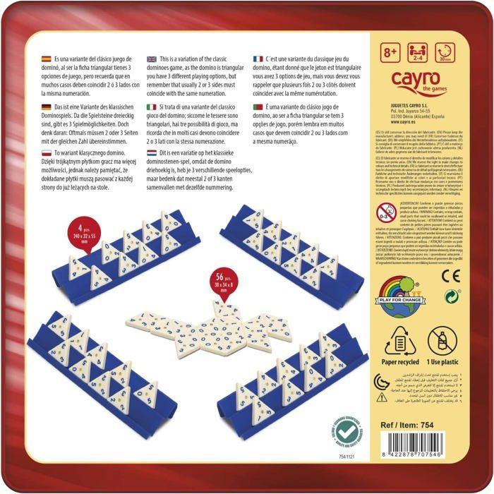 Jeu De Société - CAYRO - Dominos Triangulaires En Boite Métal - Mixte - Beige - A Partir De 3 Ans