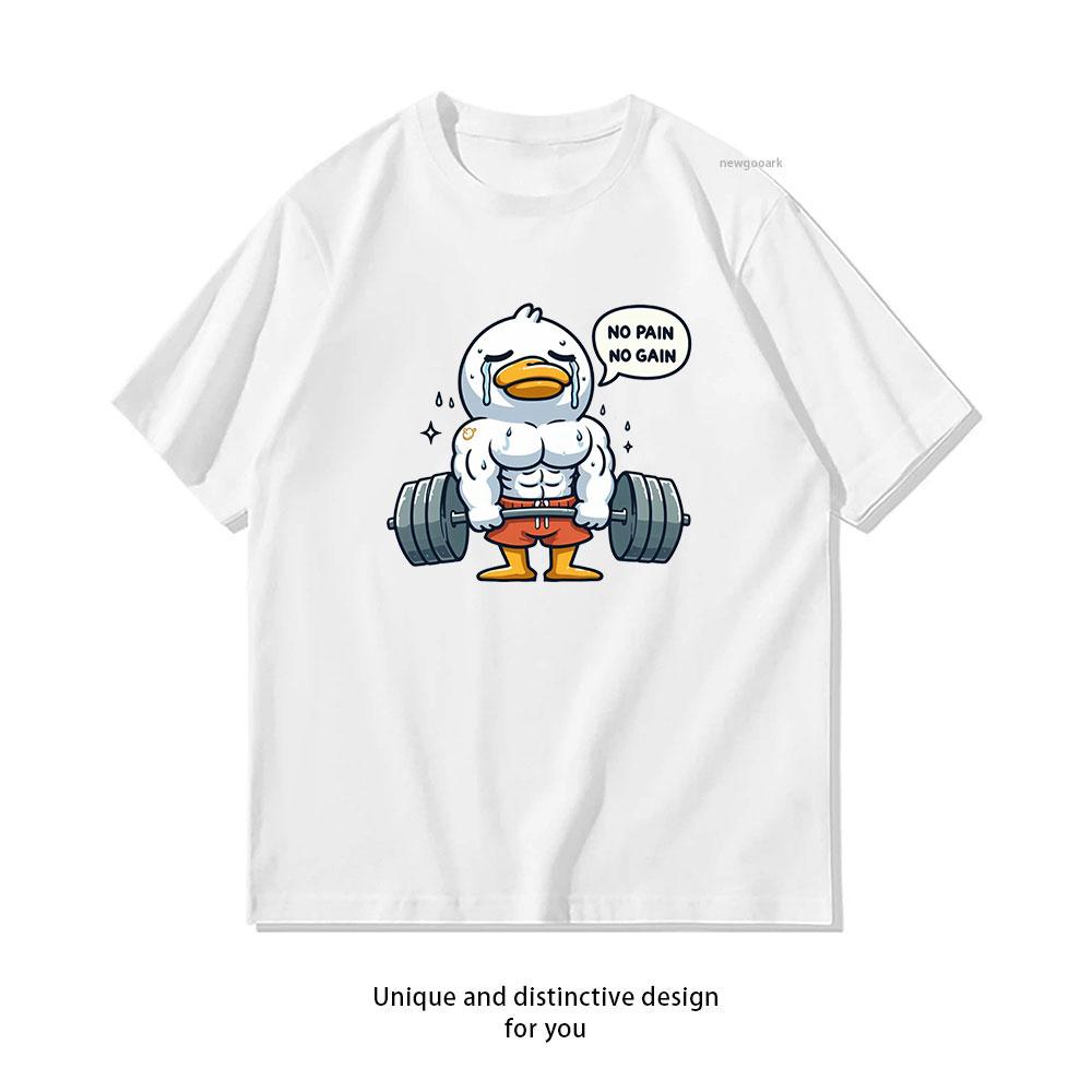 No Pain No Gain Muscle Duck Tshirt Woman Man Casual Cotton Graphic T Shirts Creative Adult Oneck Streetwear Boyfriend