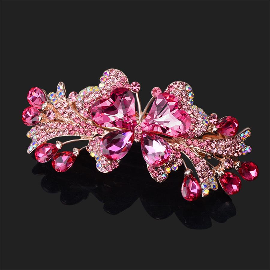 New Fashion Retro Crystal Butterfly Hair Clip Large Top Clip Flower Spring Clip High Quality Female Mother Hairpin Headdress