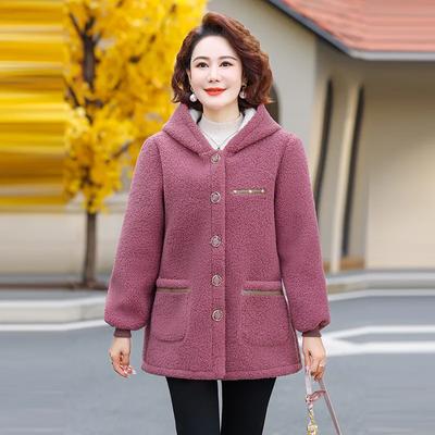 Winter Lamb Wool Warm Fashion Velvet Thickened Mid-length Padded Jacket Women's Hooded Padded Jacket